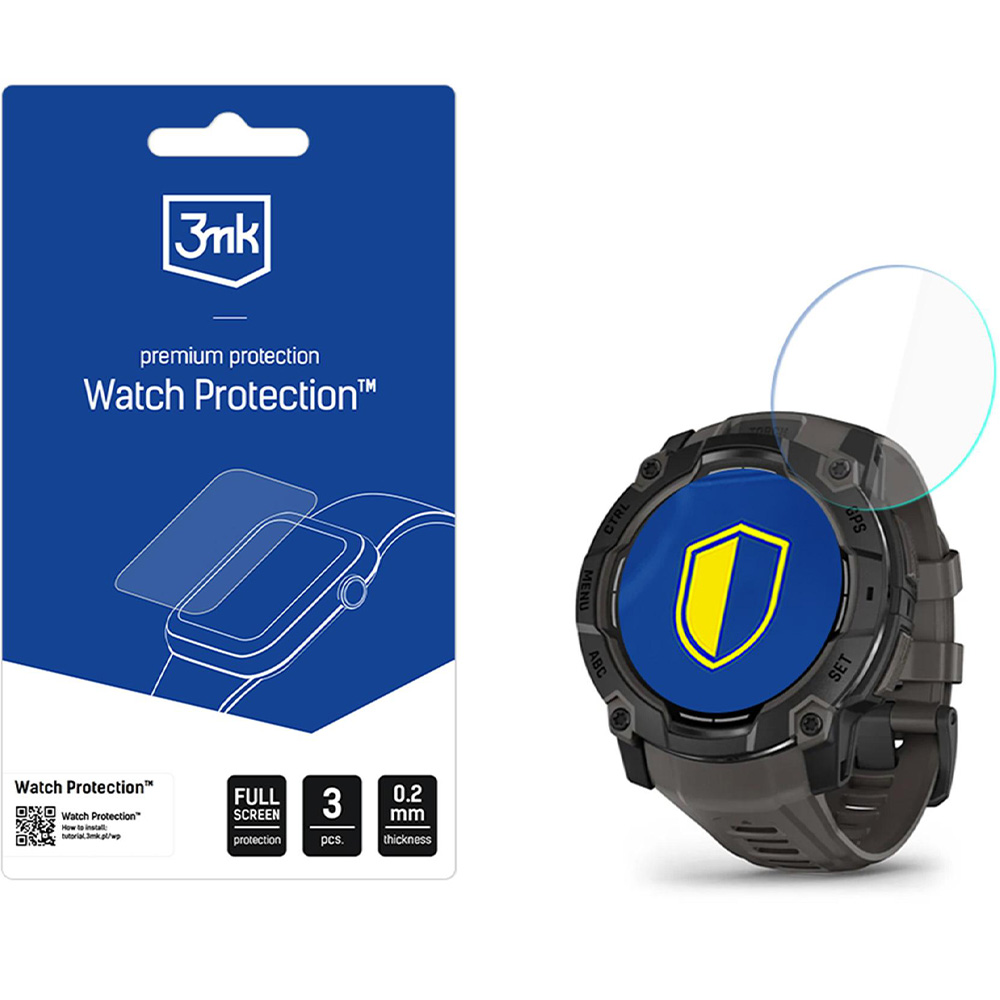 Szkło hybrydowe 3mk Watch Protection do Garmin Instinct 3 50 mm, 3 sztuki